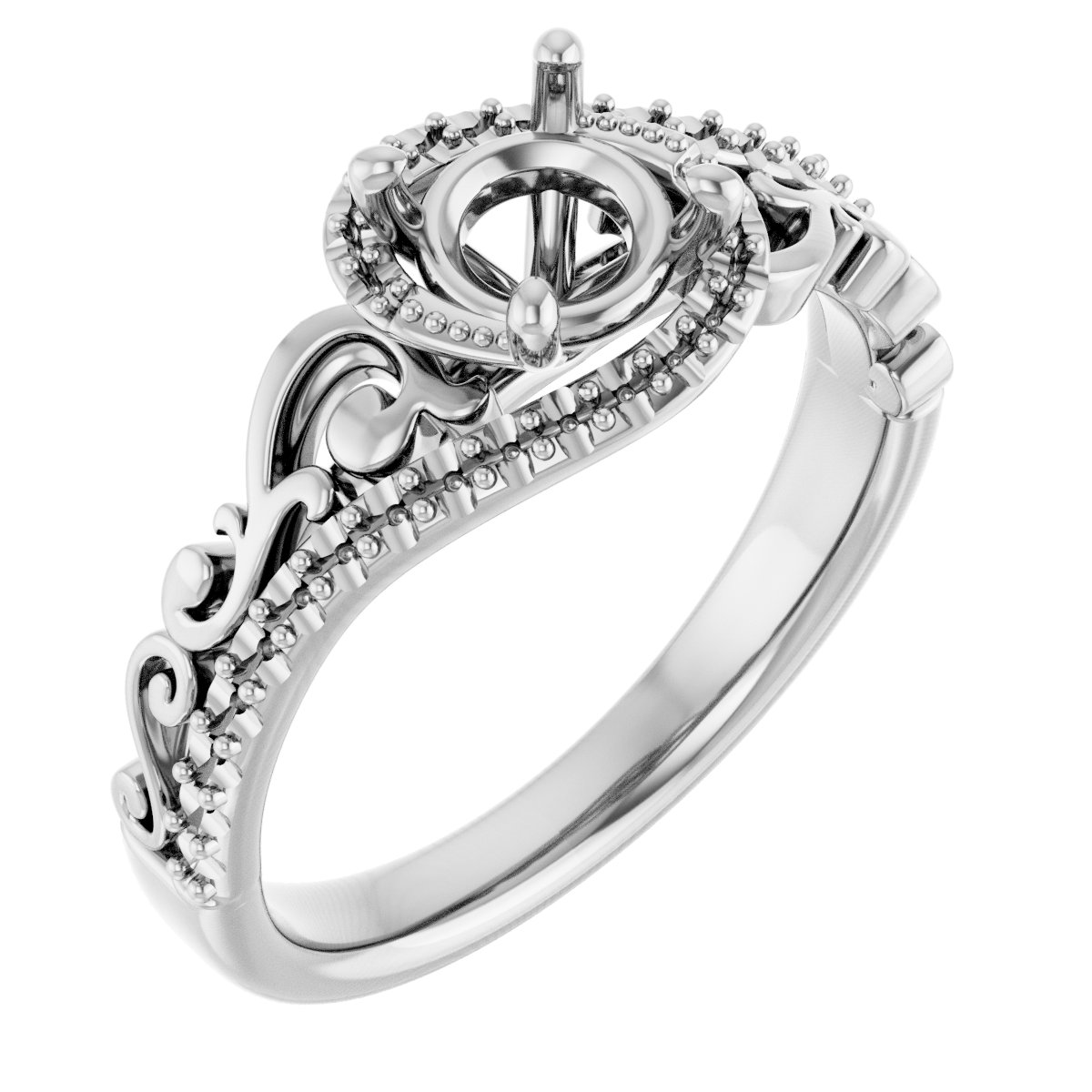 Accented Sculptural Engagement Ring
