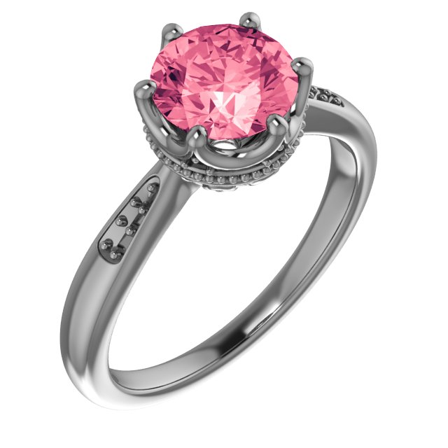 14K White Baby Pink Topaz & .06 CTW Diamond Ring
