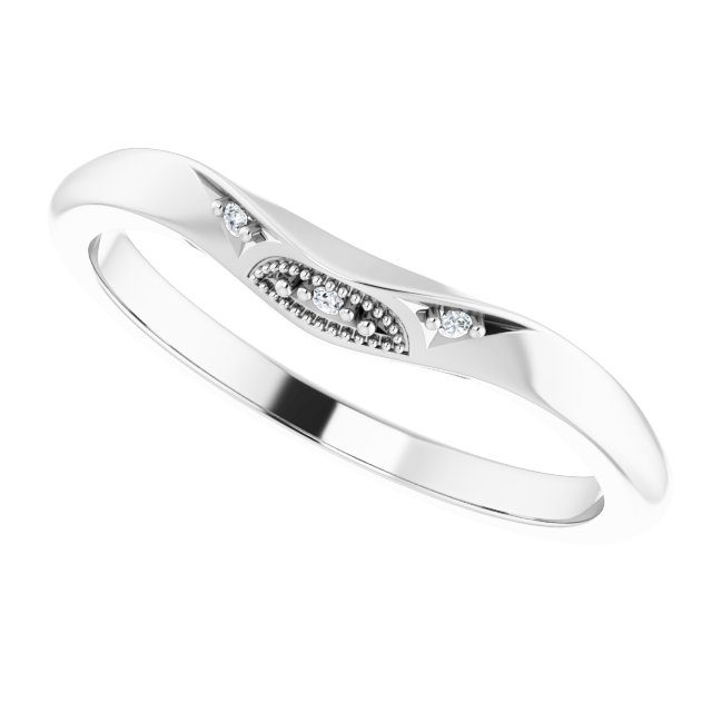 14K White .01 CTW Diamond Matching Band for Oval Ring