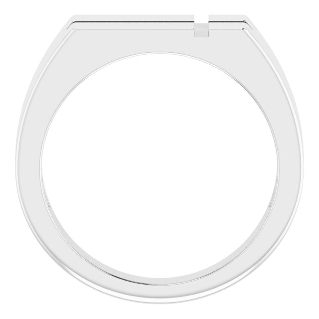 14K White 10.8x8.8 mm Rectangle Cross Signet Ring