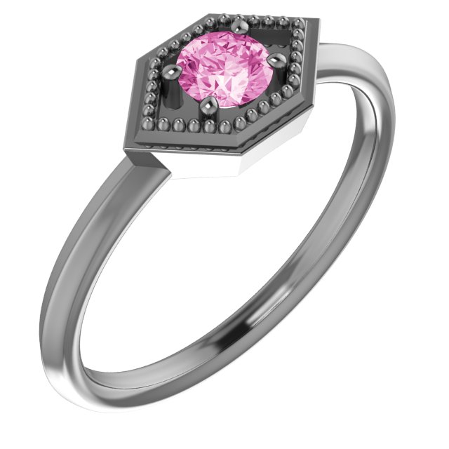 14K Rose Pink Sapphire Geometric Ring