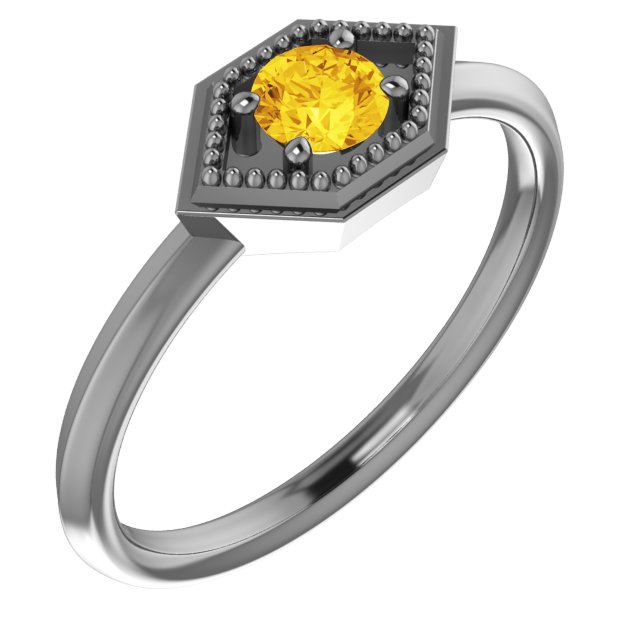 14K Yellow Natural Yellow Sapphire Geometric Ring