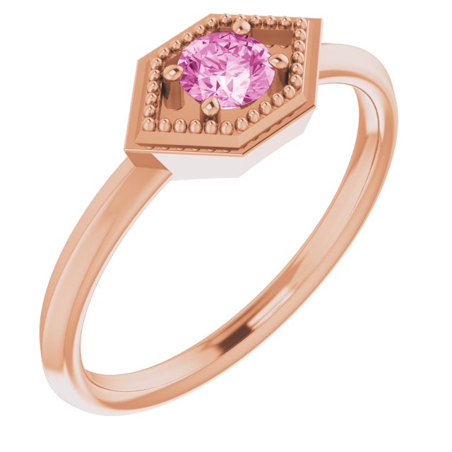 14K Rose Natural Pink Sapphire Geometric Ring