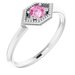 14K White Natural Pink Sapphire Geometric Ring