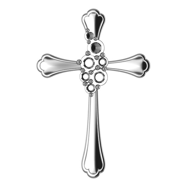None / Pendant / Unset / Sterling Silver / 3-Stone / Polished / Family Cross Pendant Mounting