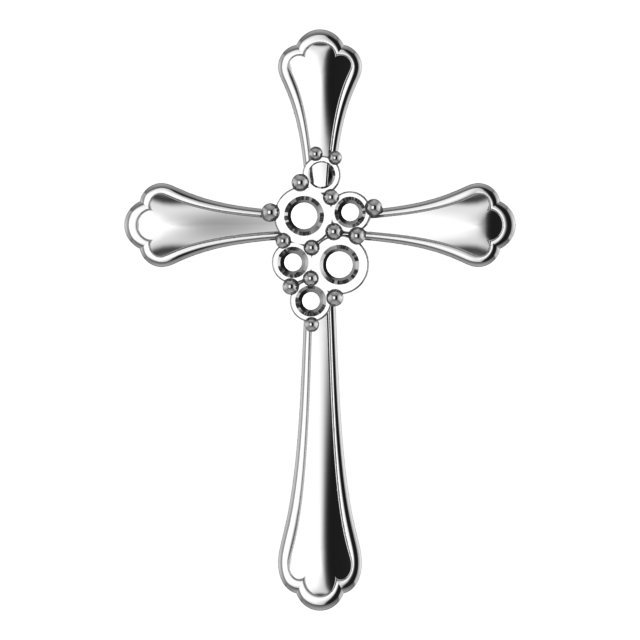 None / Pendant / Unset / Sterling Silver / 2-Stone / Polished / Family Cross Pendant Mounting