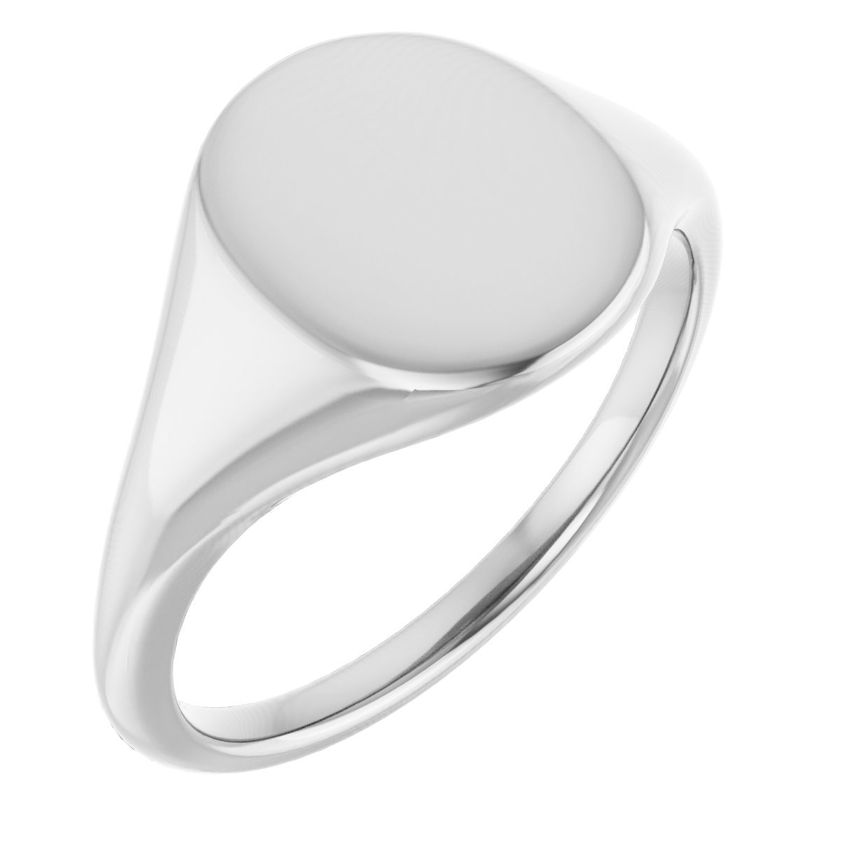 Platinum 11x9 mm Oval Signet Ring