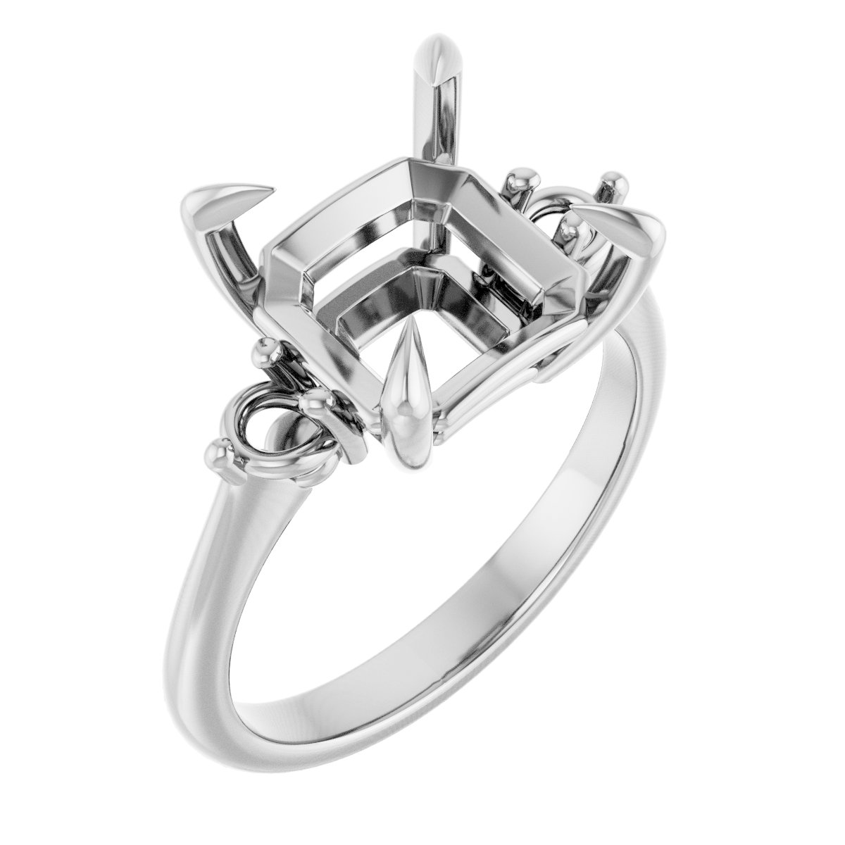 Claw-Prong Accented Engagement Ring
