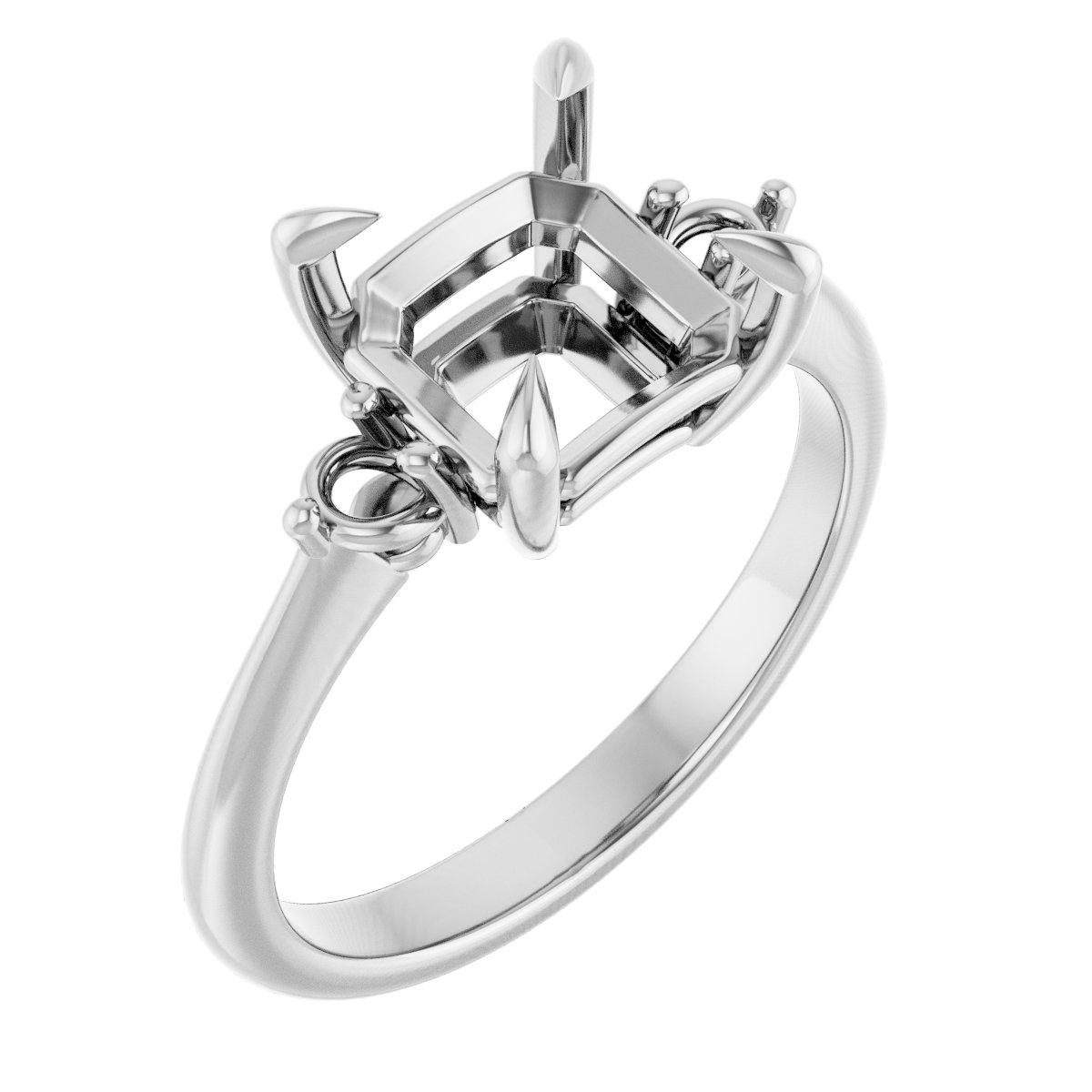 Claw-Prong Accented Engagement Ring