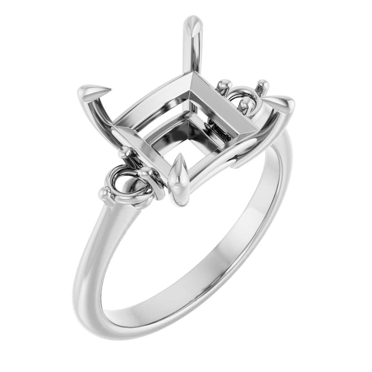 Claw-Prong Accented Engagement Ring