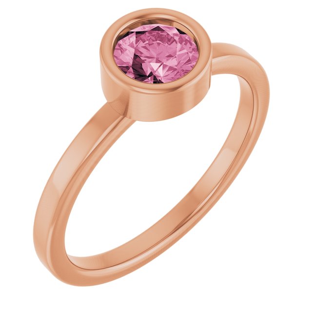 14K Rose 5.5 mm Natural Pink Tourmaline Ring