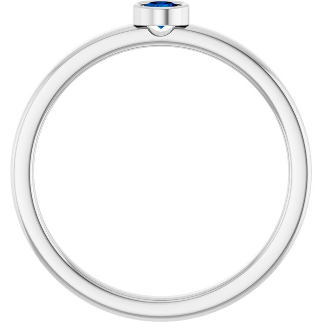 14K White 3 mm Lab-Grown Blue Sapphire Ring