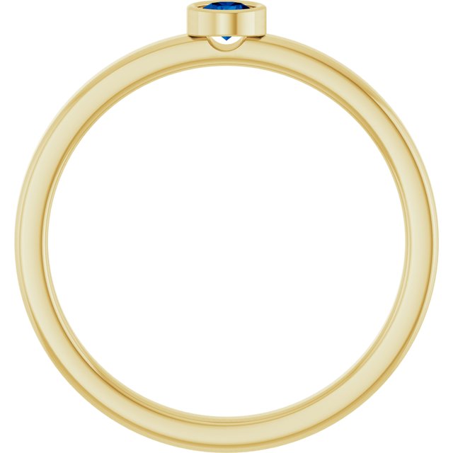 14K Yellow 3 mm Round Blue Sapphire Ring