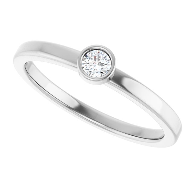 14K White 3 mm Natural Diamond Ring
