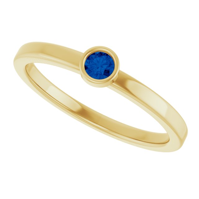 14K Yellow 3 mm Natural Blue Sapphire Ring