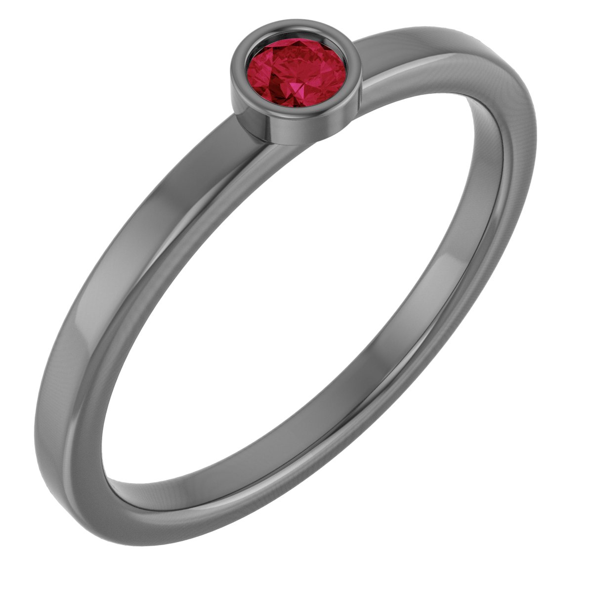 Rhodium-Plated Sterling Silver 3 mm Lab-Grown Ruby Ring
