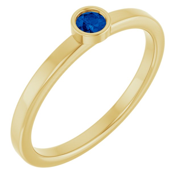14K Yellow 3 mm Natural Blue Sapphire Ring