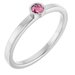 Rhodium-Plated Sterling Silver 3 mm Natural Pink Tourmaline Ring