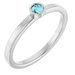 Rhodium-Plated Sterling Silver 3 mm Natural Blue Zircon Ring