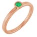 14K Rose 3 mm Natural Emerald Ring