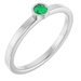 Rhodium-Plated Sterling Silver 3 mm Natural Emerald Ring