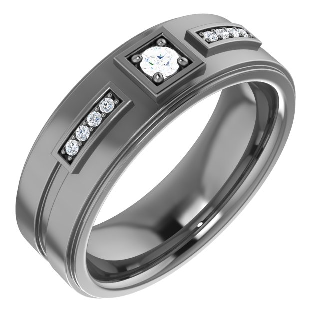 14K White .17 CTW Diamond Mens Ring Size 11 Ref 16498441