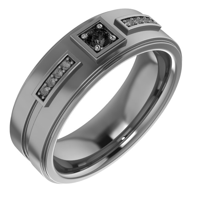 14K Rose .17 CTW Black Diamond Mens Ring Size 10 Ref 16504006