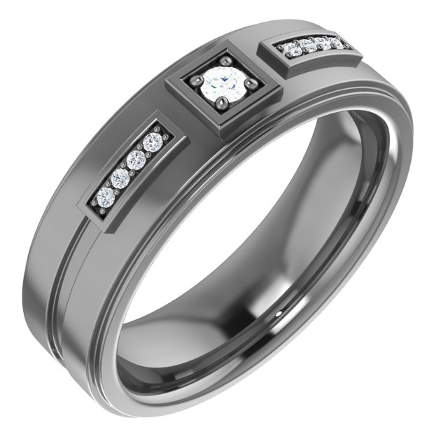 14K White .10 CTW Diamond Mens Ring Size 11 Ref 16498440