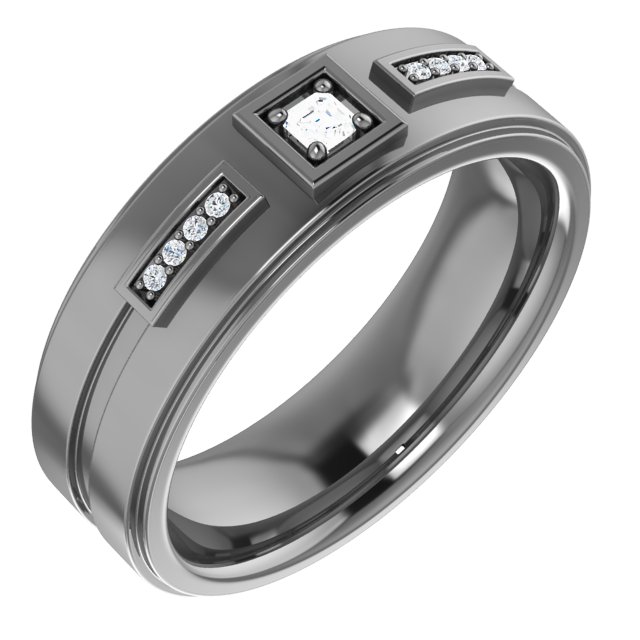 14K White .10 CTW Diamond Mens Ring Size 11 Ref 16498456