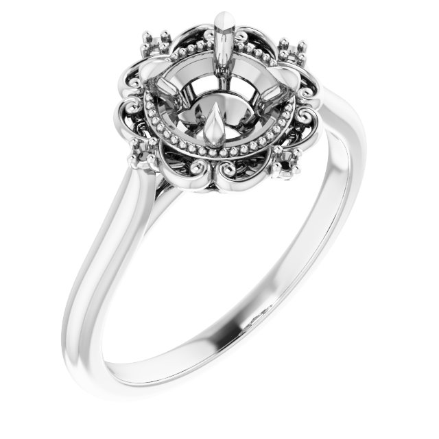 Accented Vintage-Inspired Engagement Ring