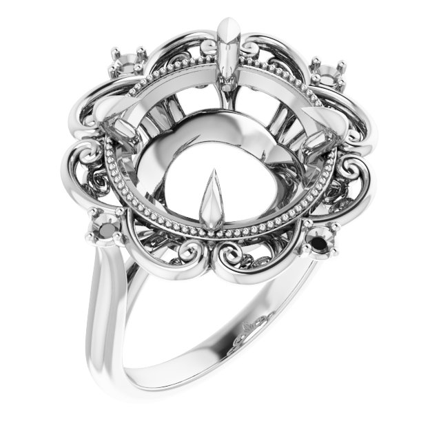Accented Vintage-Inspired Engagement Ring