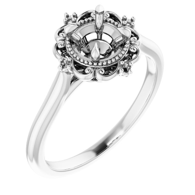 Accented Vintage-Inspired Engagement Ring