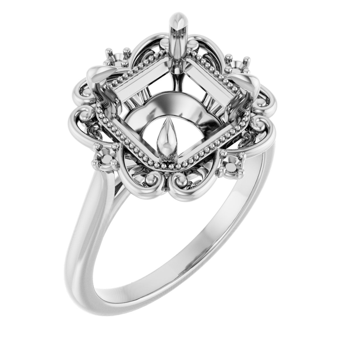 Accented Vintage-Inspired Engagement Ring