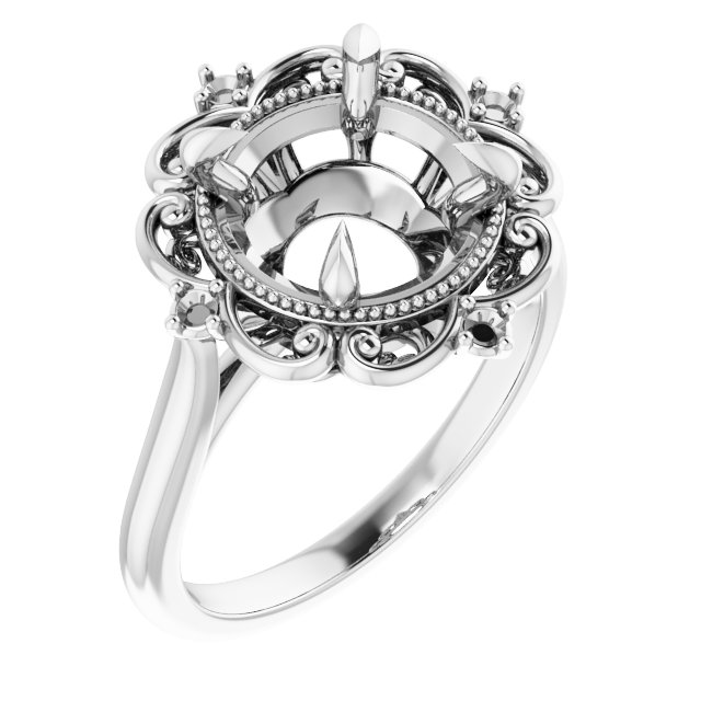 Accented Vintage-Inspired Engagement Ring