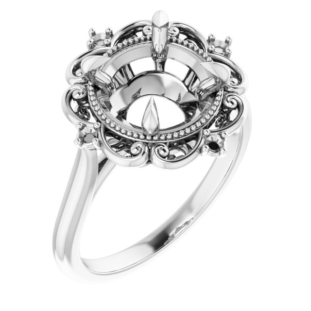 Accented Vintage-Inspired Engagement Ring