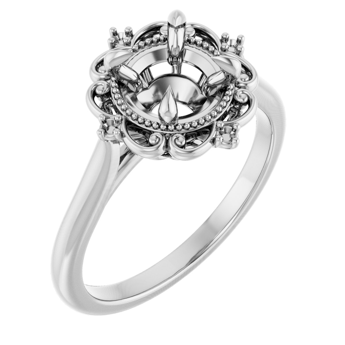 Accented Vintage-Inspired Engagement Ring