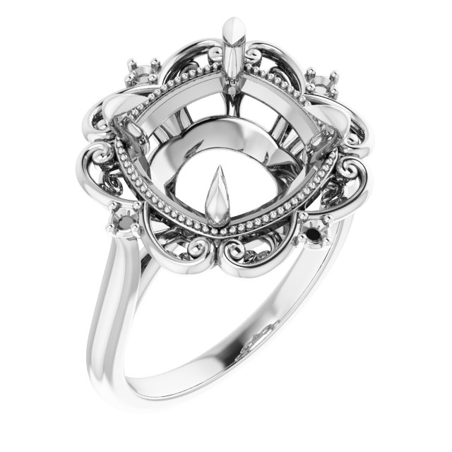 Accented Vintage-Inspired Engagement Ring