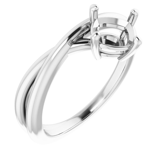 14K White  6 mm Cushion Ring Mounting