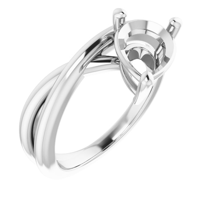 14K White  10x7 mm Pear Ring Mounting