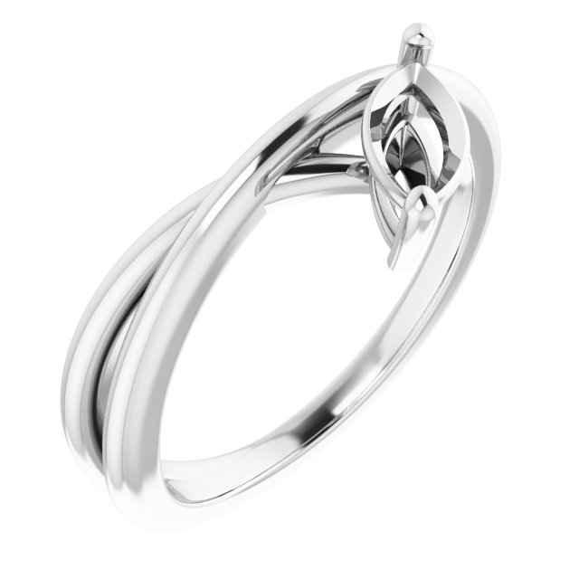 14K White  8x4 mm Marquise Ring Mounting