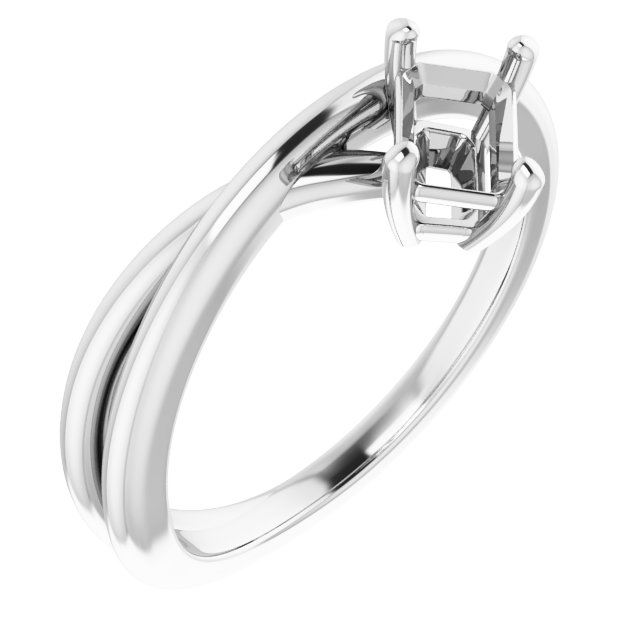 14K White  6x4 mm Emerald Ring Mounting