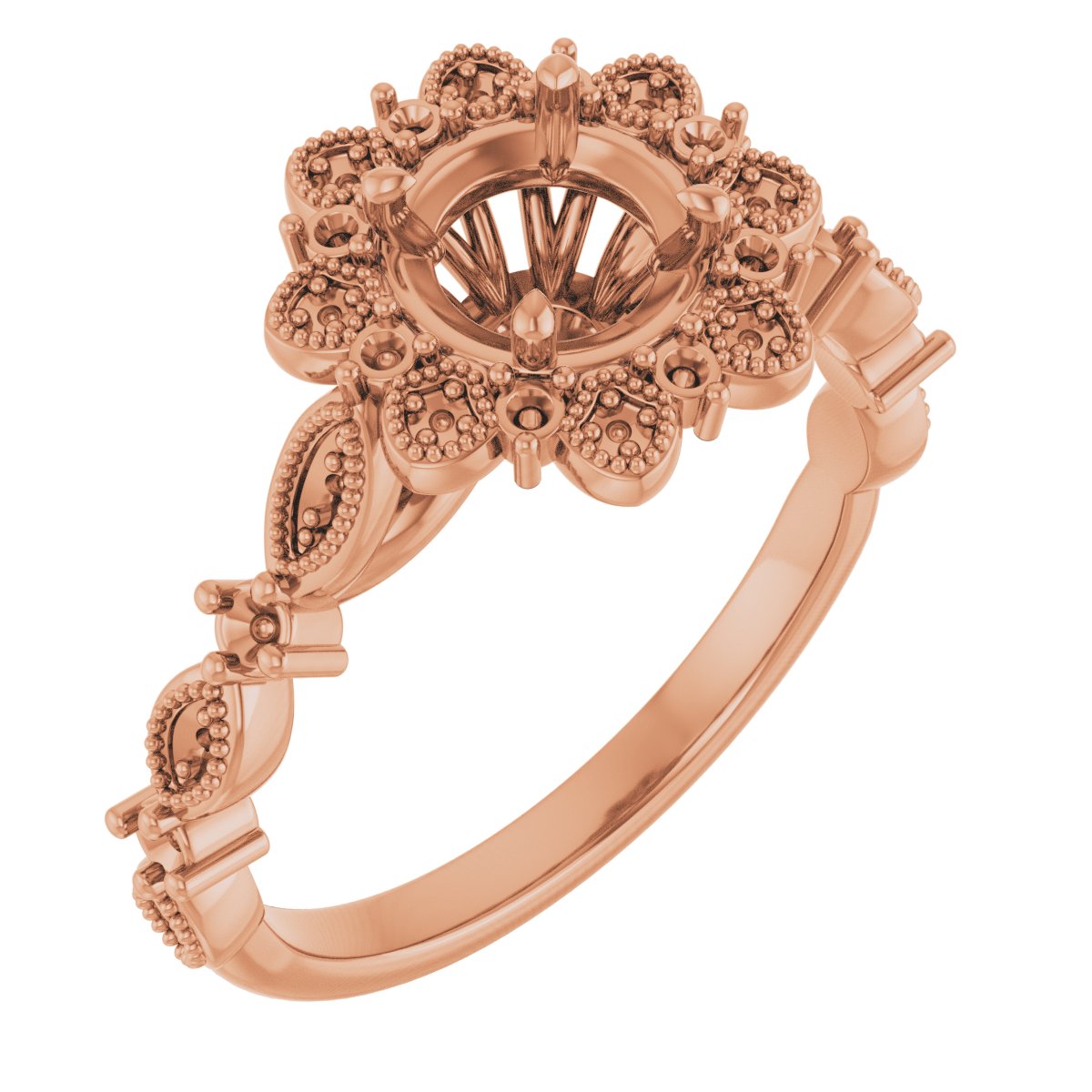 Halo-Style Floral Engagement Ring