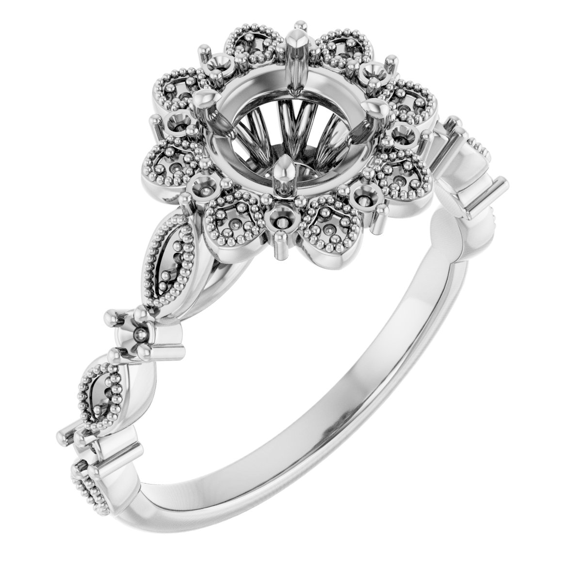 Halo-Style Floral Engagement Ring