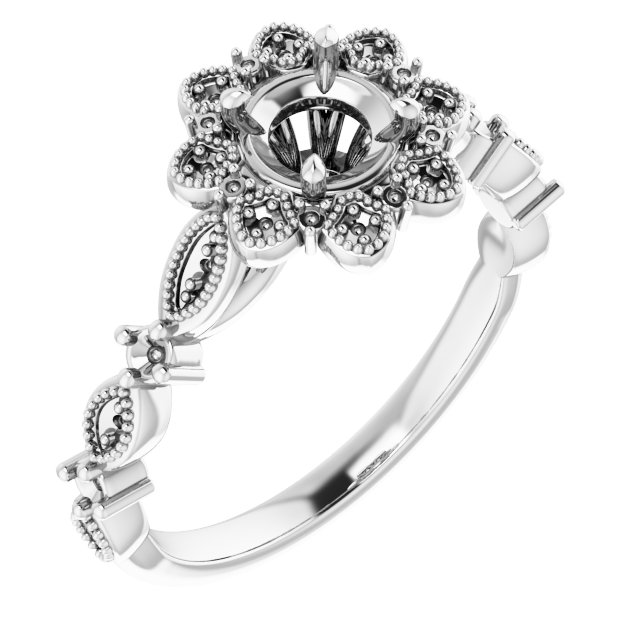 Halo-Style Floral Engagement Ring