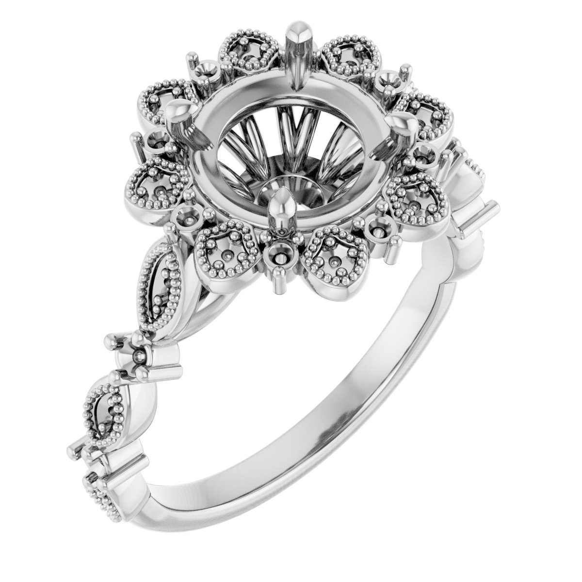 Halo-Style Floral Engagement Ring