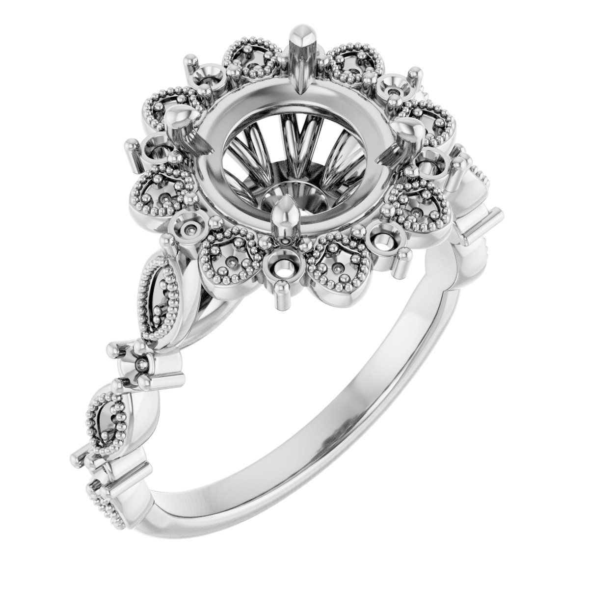 Halo-Style Floral Engagement Ring