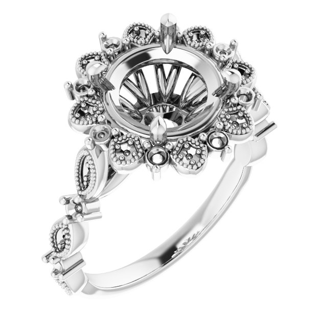 Halo-Style Floral Engagement Ring