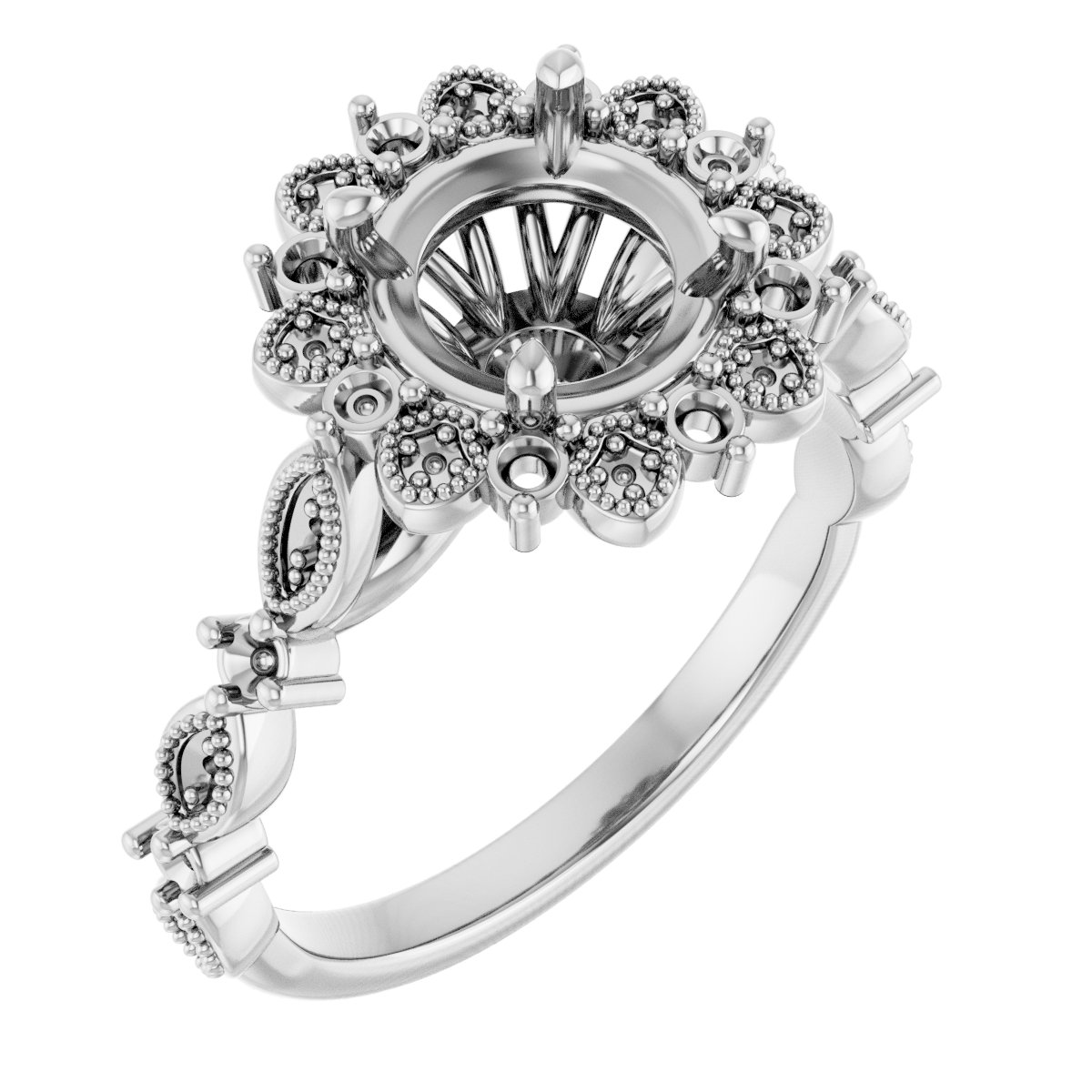 Halo-Style Floral Engagement Ring