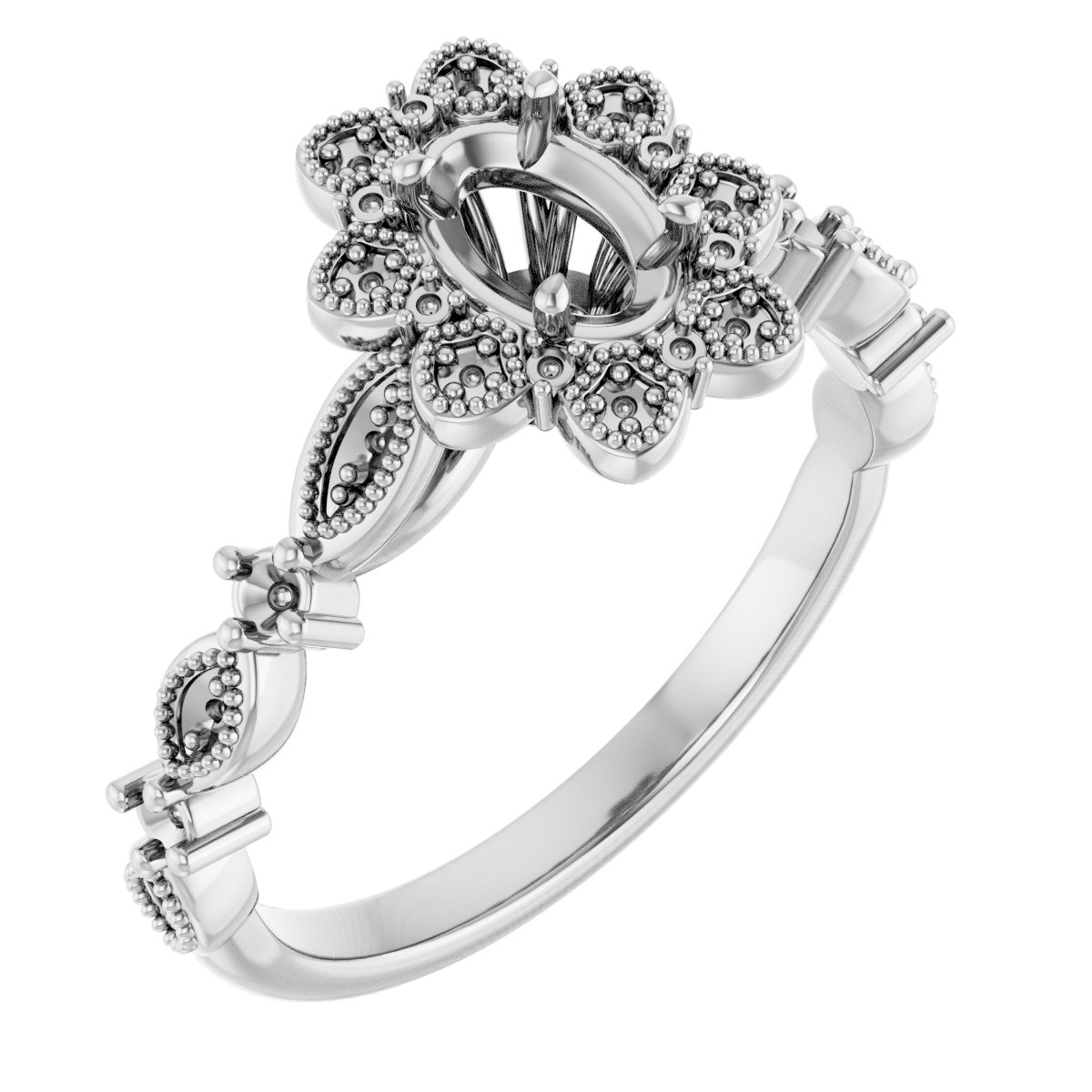 Halo-Style Floral Engagement Ring