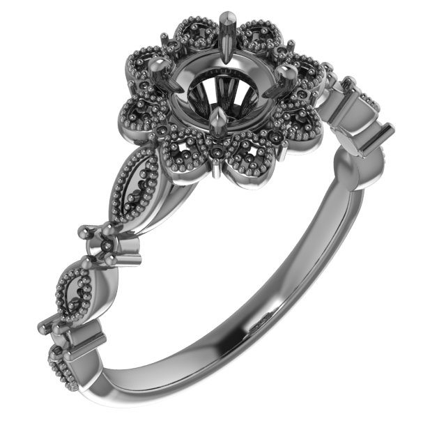6x6 mm Square Engagement Ring Mounting